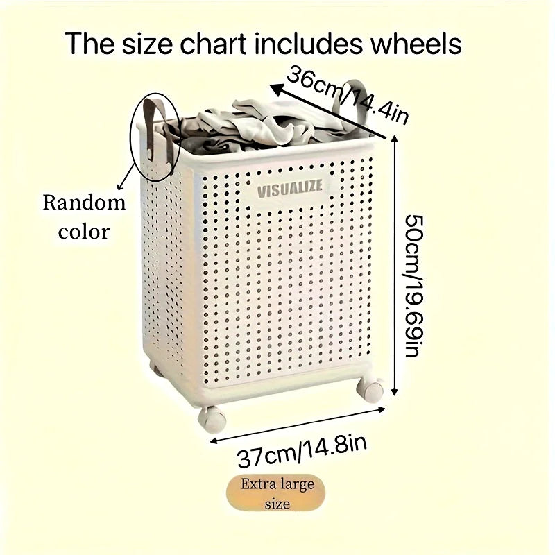 Rolling Foldable Laundry Basket with Wheels – Large Capacity
