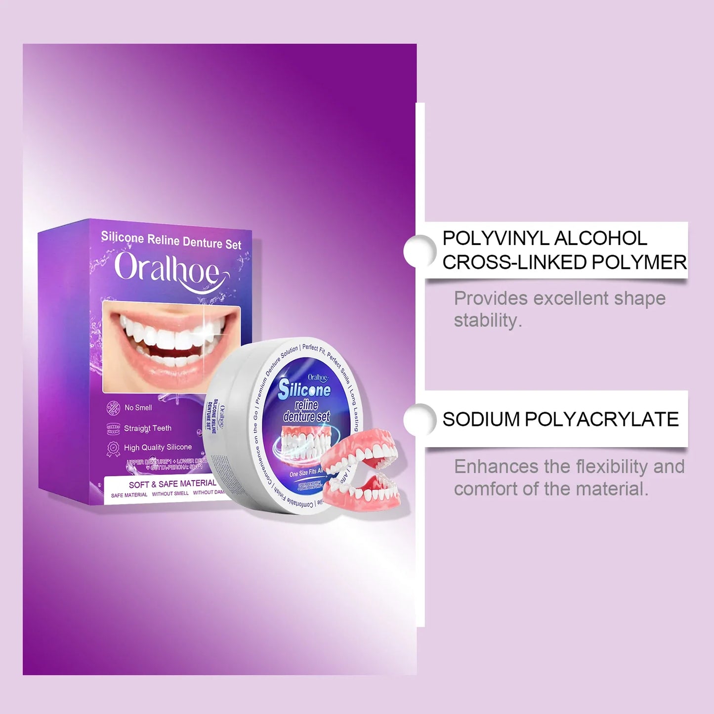 Oralhoe Silicone Temporary Veneer Denture Kit – Upper & Lower