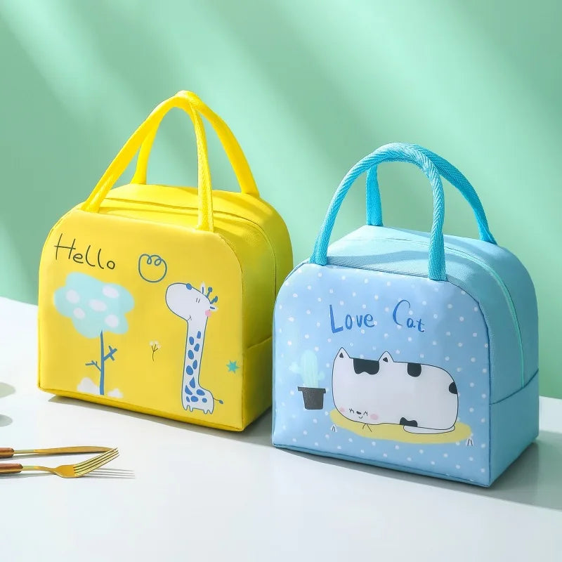 Household Insulated Cartoon Pattern Bento Bag For Students To Bring Food To Work, Lunch Bag Ice Pack, Hand-Held Lunch Box Bag Peaceful Pleasures Health and Wellness