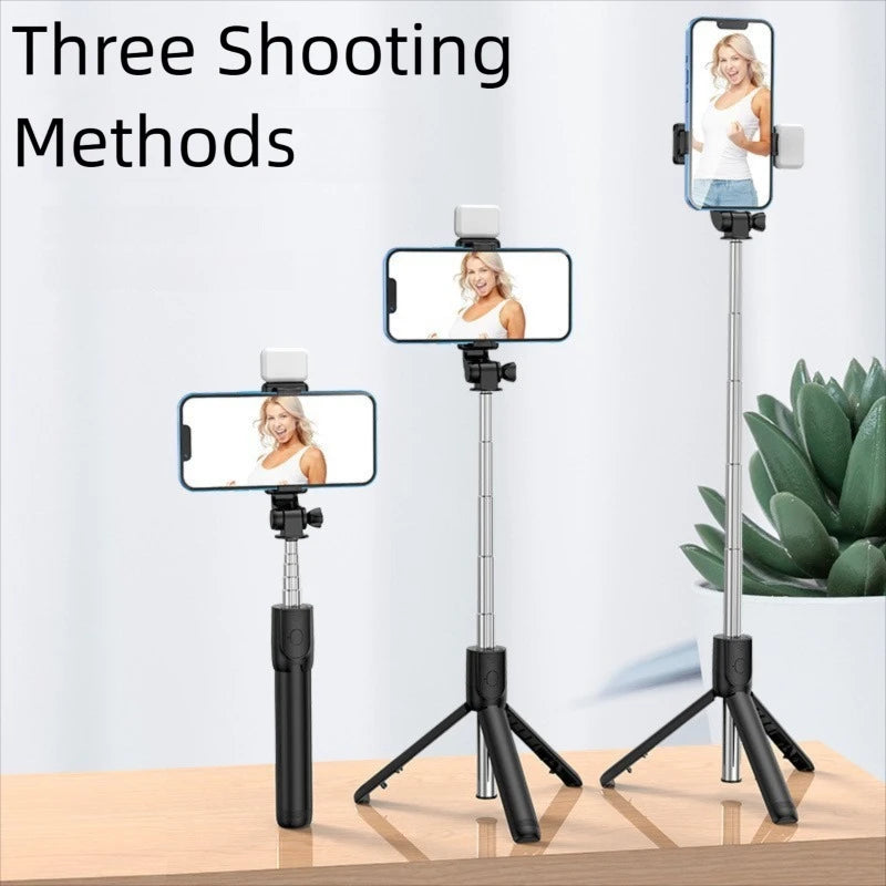 Portable Bluetooth Selfie Stick Tripod Holder with Remote Shutter Fill Light Extendable Wireless Remote Retractable Phone Stand Peaceful Pleasures Health and Wellness