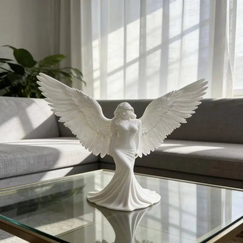 Pure White Angel Wings 3D Printed Goddess Decoration Ornament for Desk Office Home Meditation Gift Peaceful Pleasures Health and Wellness