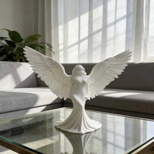 Pure White Angel Wings 3D Printed Goddess Decoration Ornament for Desk Office Home Meditation Gift Peaceful Pleasures Health and Wellness