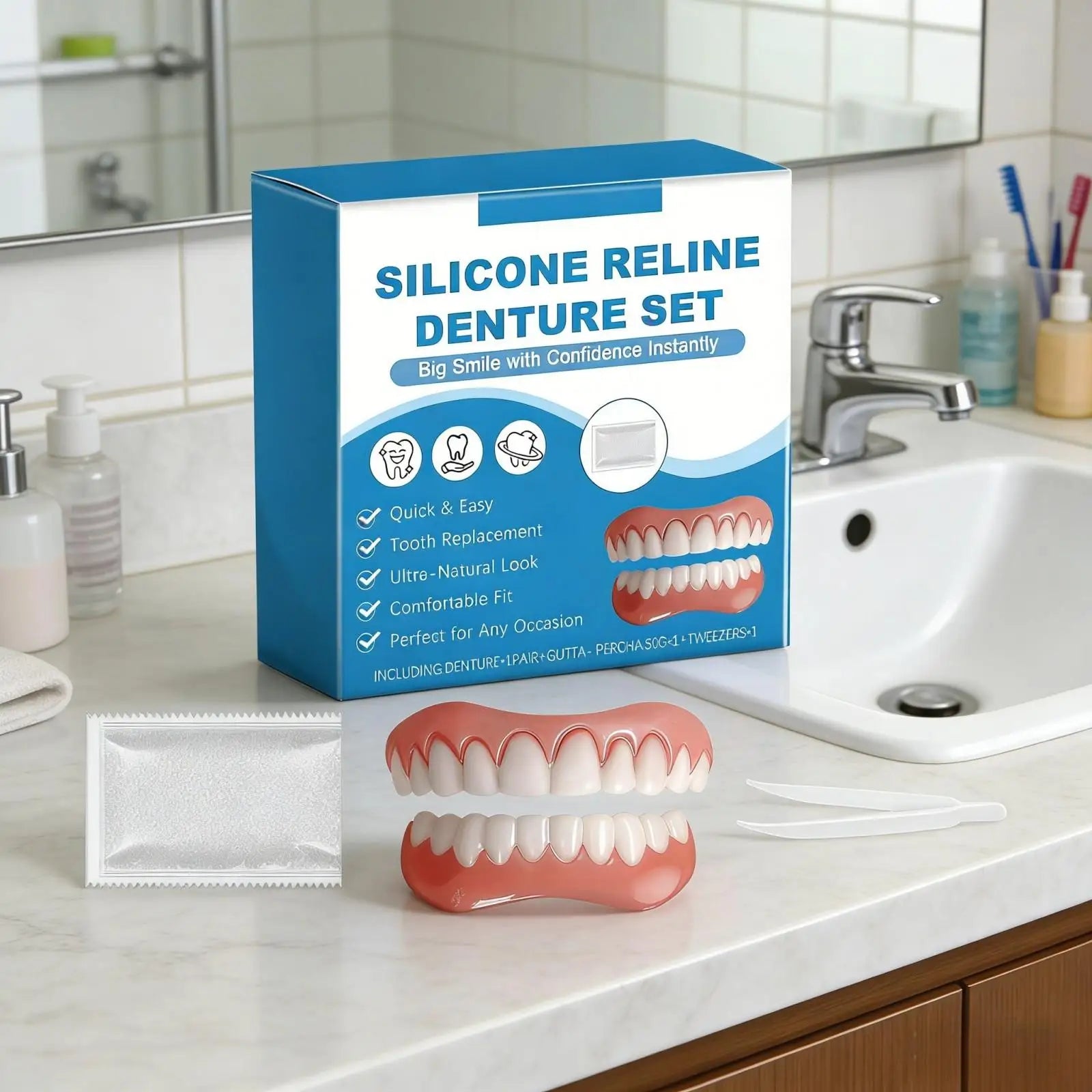 Silicone Reline Denture Set for Natural False Teeth Peaceful Pleasures Health and Wellness