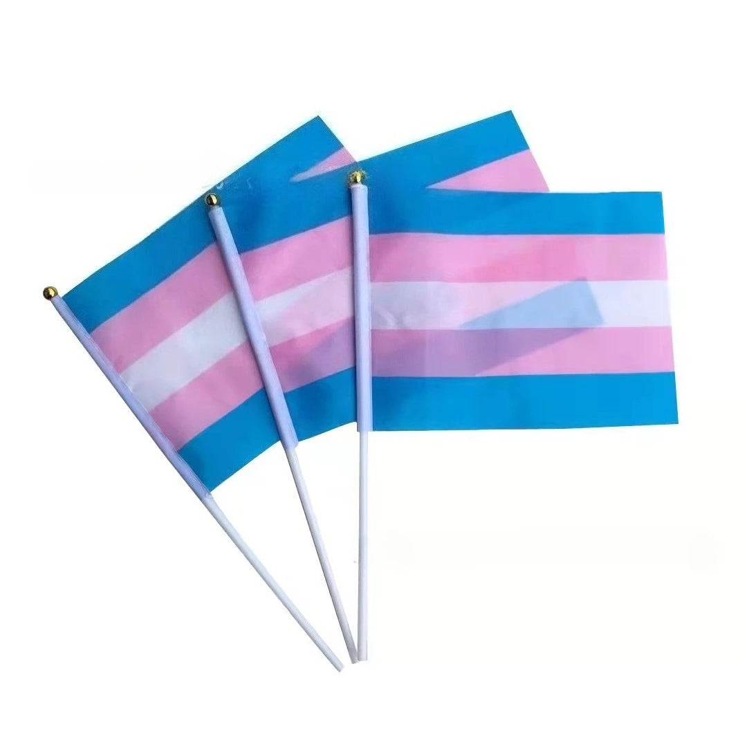 Mini Rainbow Hand Flags Sticks 14x21cm Pride Parade Celebration Party