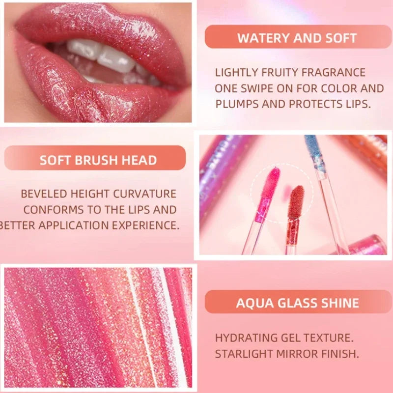 Glitter Holographic Lip Gloss – 15 Shades, Waterproof & Hydrating