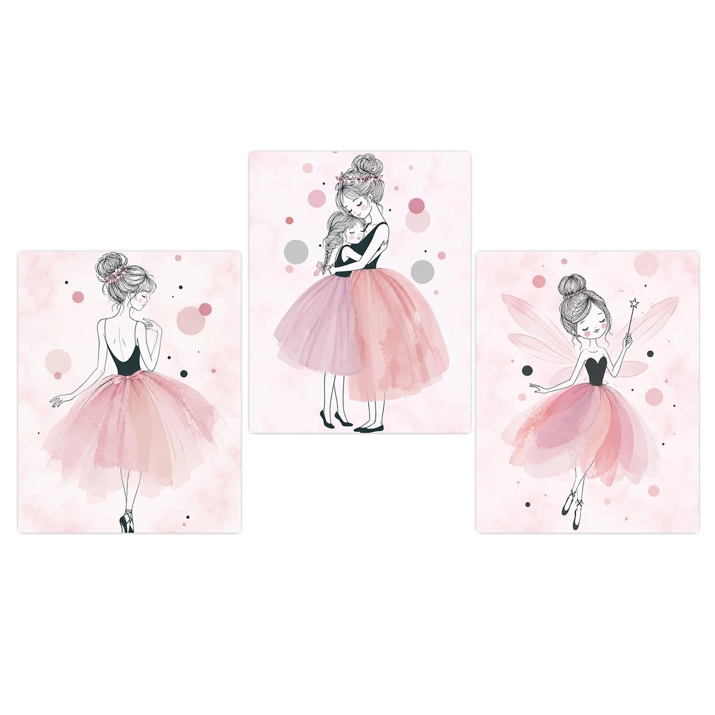 Nursery Wall Art Ballerina Fairy Canvas Painting Pink Princess Poster Print Girls Room Wall Decor Peaceful Pleasures Health and Wellness 01 40x50cm No Frame China Mainland