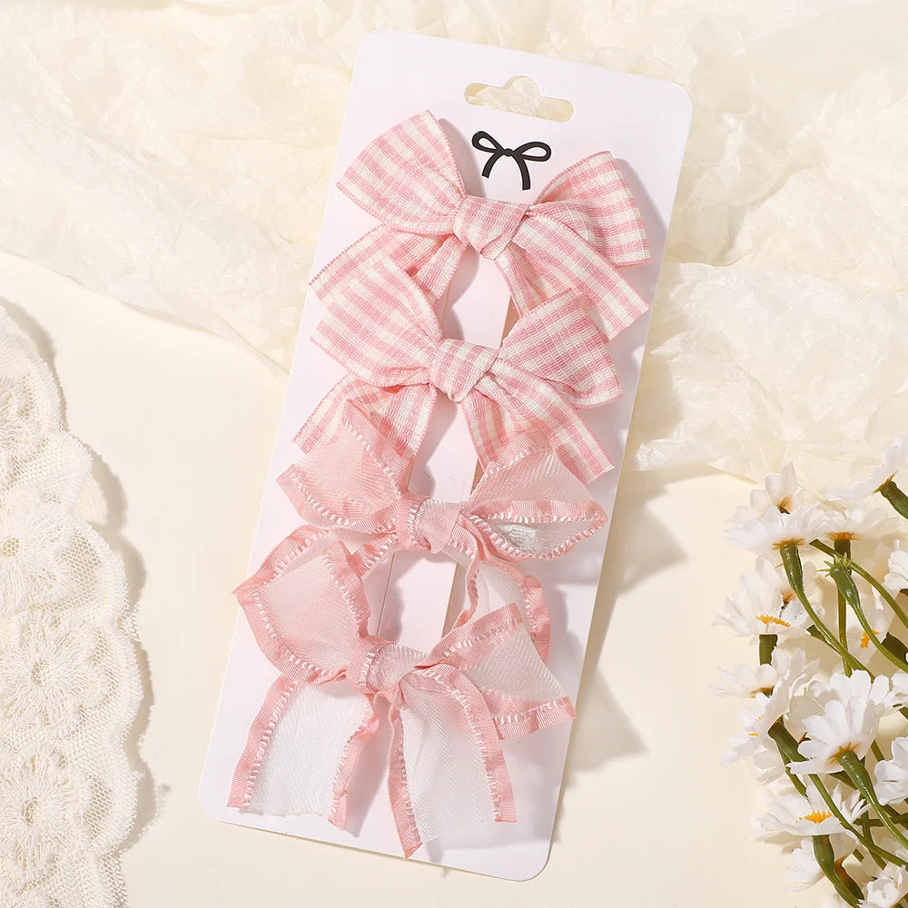 Lovely Cotton Bowknot Clips Safe Hairpins Girl Fresh Pastoral
