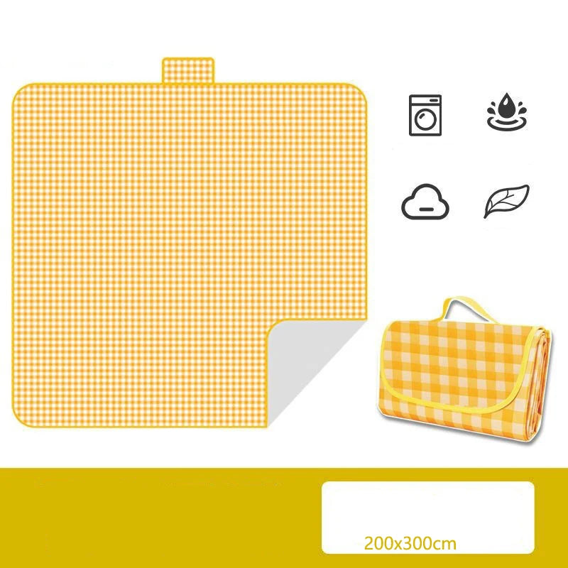 Outdoor Thickened Waterproof Camping Non-woven Fabric Picnic Mat Moisture-proof Mat Beach Mat Peaceful Pleasures Health and Wellness yellow-200x300cm