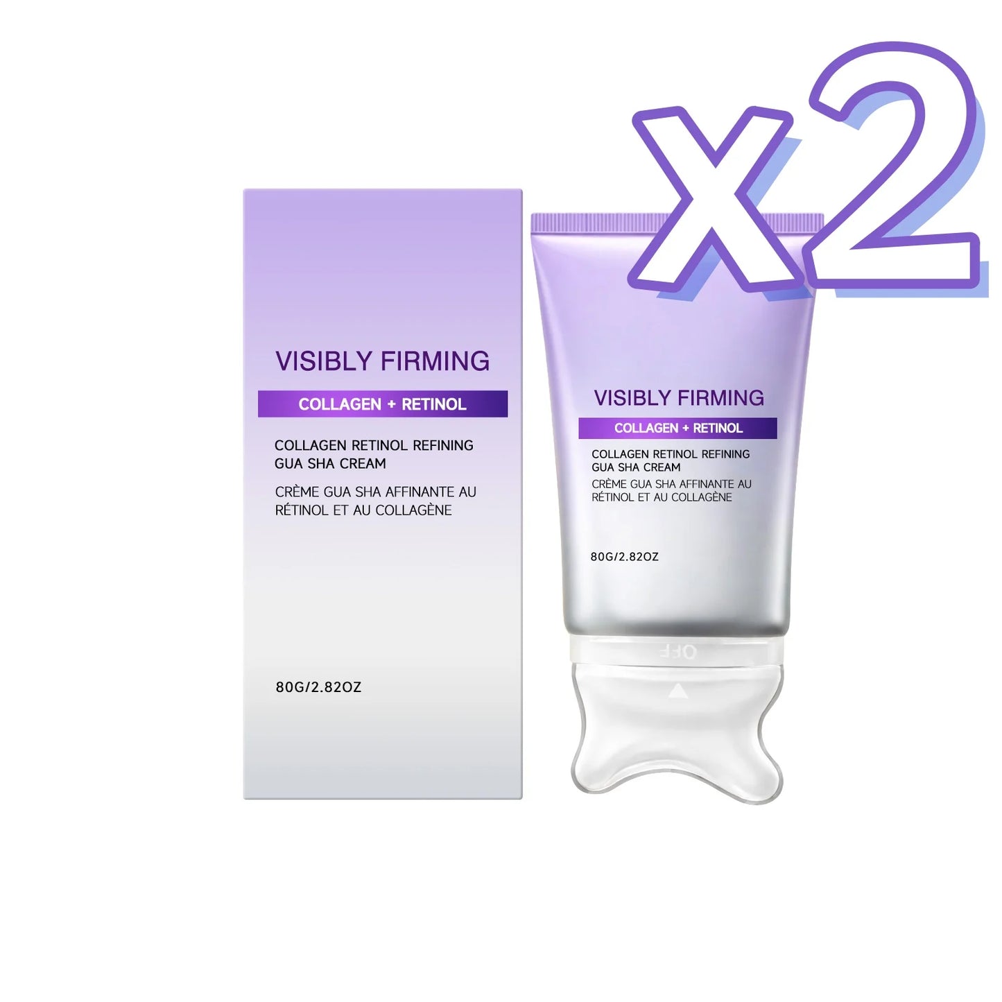 Instant Lifting Face Cream Sculpting Contour Gua Sha Cream Retinol Collagen Lift Sagging Skin Face Cheek Neck Scraping Therapy Peaceful Pleasures Health and Wellness 80g boxed x2