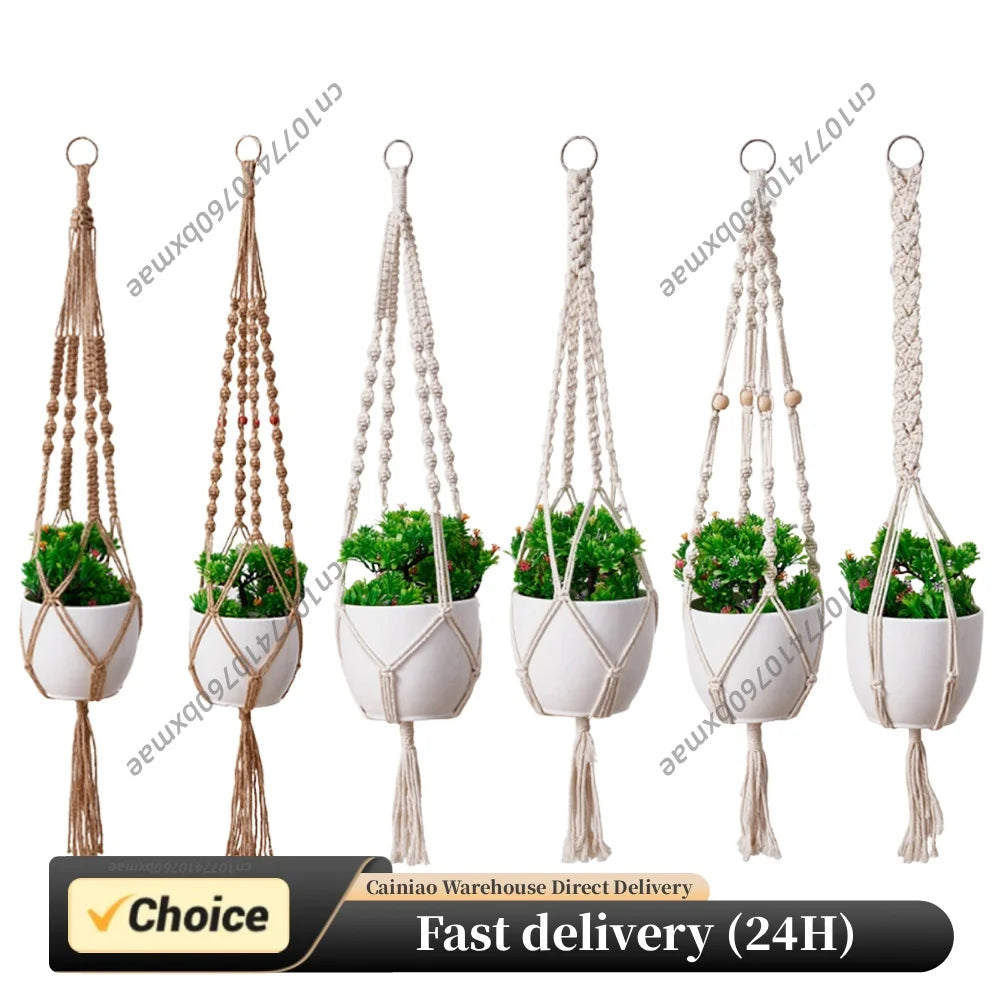 Decorative Flower Pot Holder with Tassels Flower Pot Baskets Hanging Net (Pots Not Included) for Indoor Outdoor Boho Home Decor Peaceful Pleasures Health and Wellness