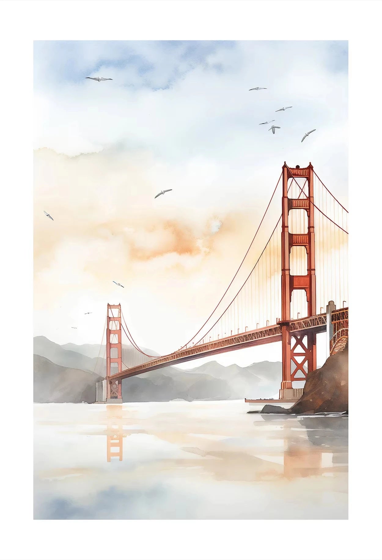 Watercolor World Scenery Canvas Print | Frameless Wall Art Canvas Wall Print Peaceful Pleasures Health and Wellness 11 20x30cm Unframed