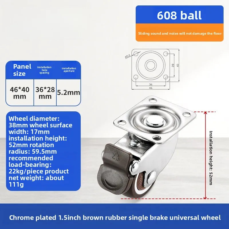 Soft Rubber Swivel Caster Wheels 1–2 Inch | Furniture & Trolleys