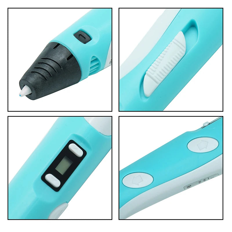 3D Pen 3D DIY Drawing Pen With LCD Screen Compatible PLA Filament Toys Safe 3D Pen for Children Kids Christmas Birthday Gift Peaceful Pleasures Health and Wellness