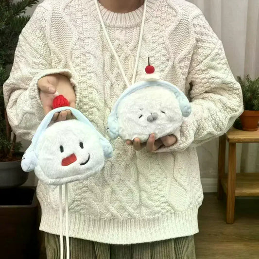 Cute Plush Snowman Coin Purse – Zippered Mini Wallet for Kids Plush Coin Purse Oasis Select