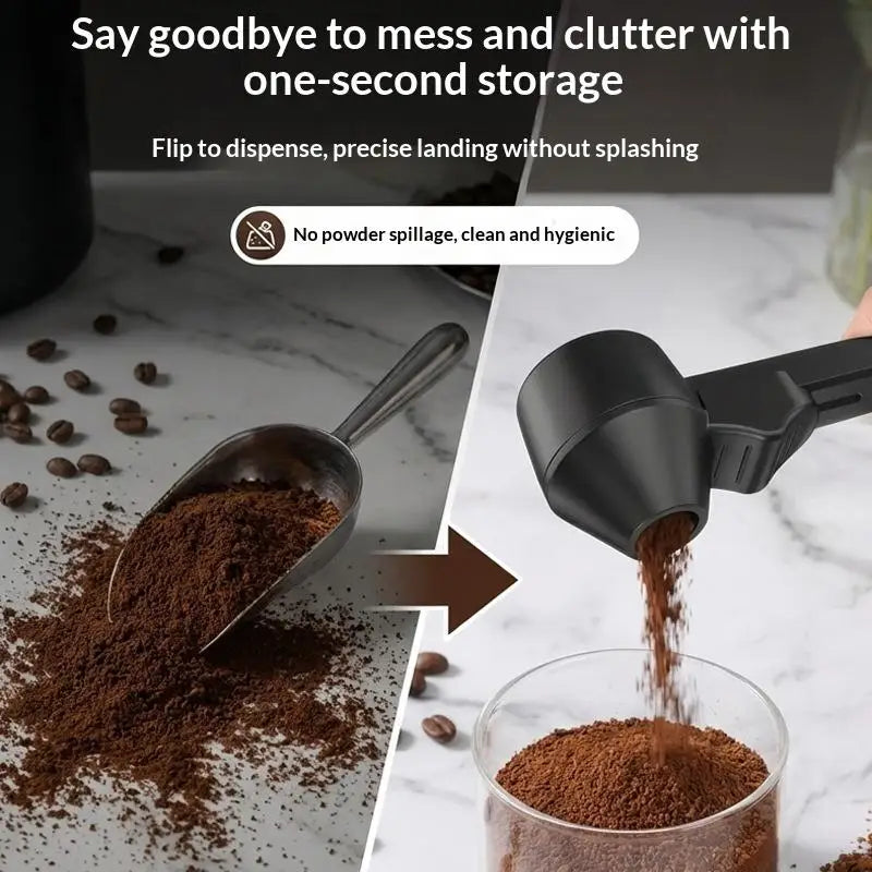 Sliding Leakproof Powder Scoop Funnel Spoon | Protein & Coffee