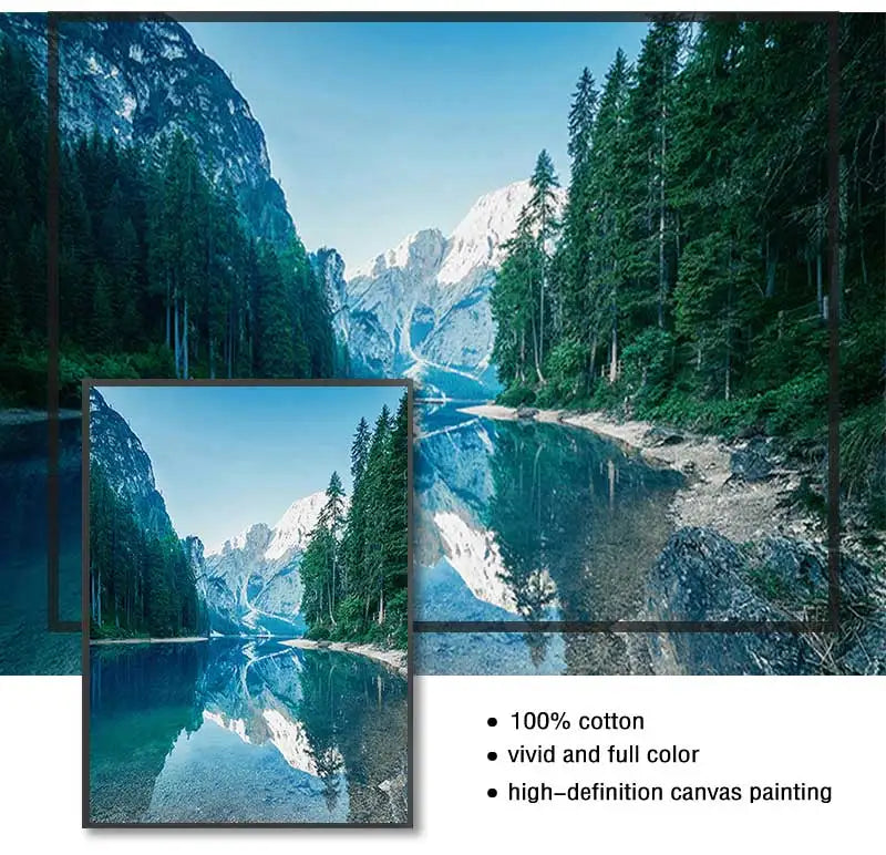 Nordic Boat Lake Mountain Canvas Wall Art | Scandinavian Print