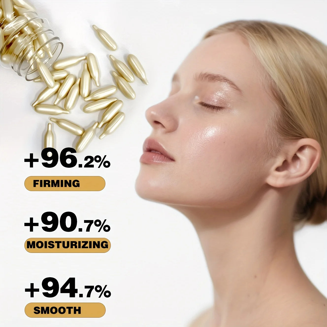 Collagen Firming Capsule Essence, Moisturizing and Smoothing the Skin, Contains Plant-Based Squalane, Retinol, and Vitamin E Deep Hydration Essence (0.4Gx90 Capsules)/Bottle-1 Bottle Peaceful Pleasures Health and Wellness