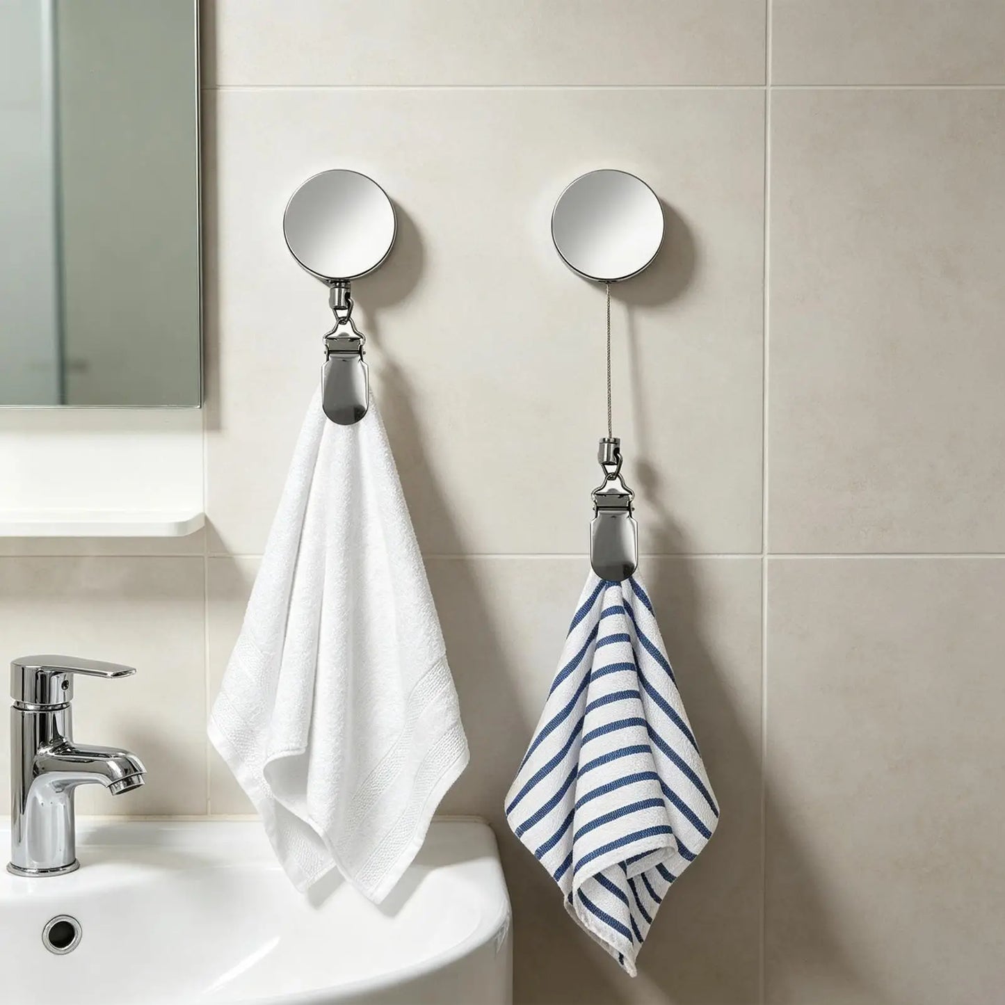 Retractable Self-Adhesive Towel Clip | Wall-Mounted Holder