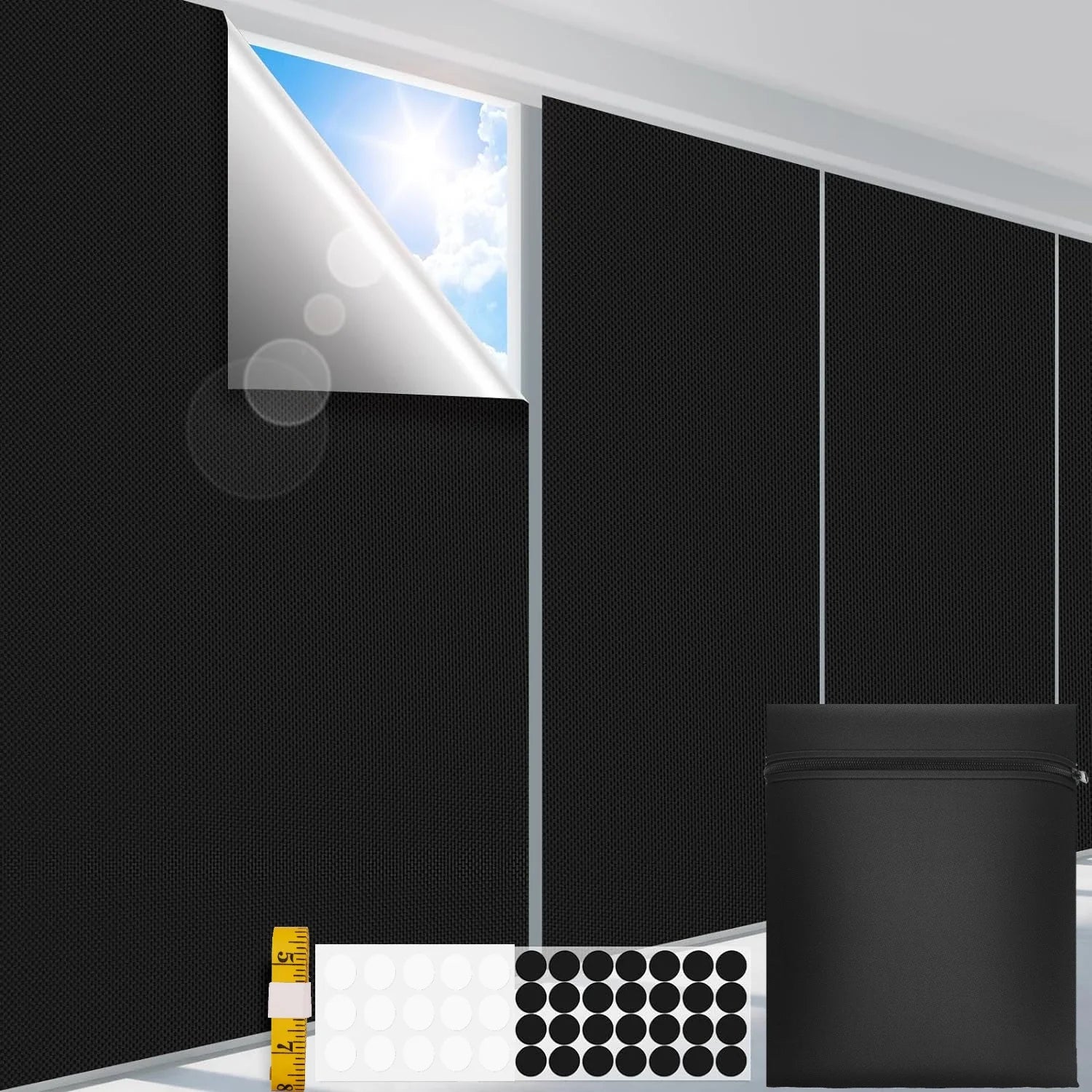 Portable Blackout Curtains Blinds for Windows 100% Window Shades Easy to Cut Fit for Bedroom Baby Room and TV Room Peaceful Pleasures Health and Wellness