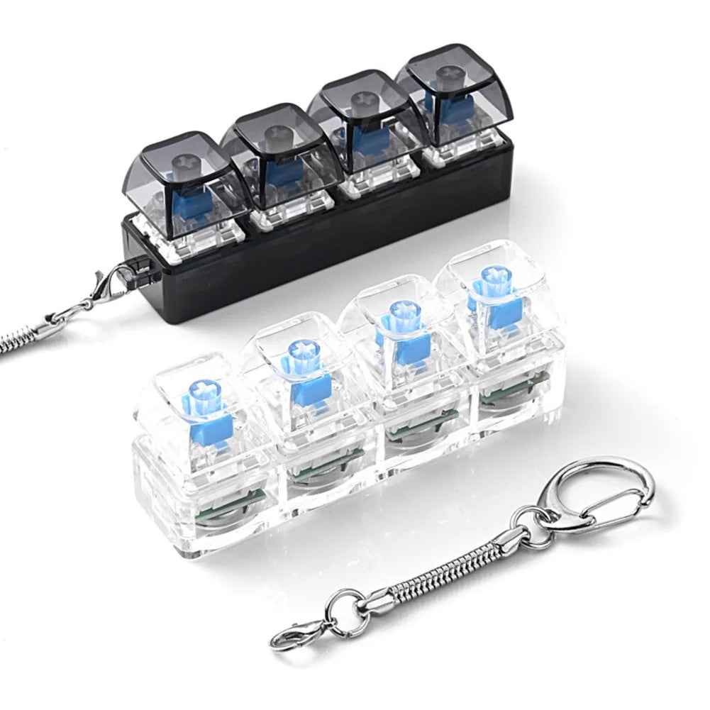 RGB Mechanical Keyboard Fidget Toy – 4-Button LED Desk Gadget