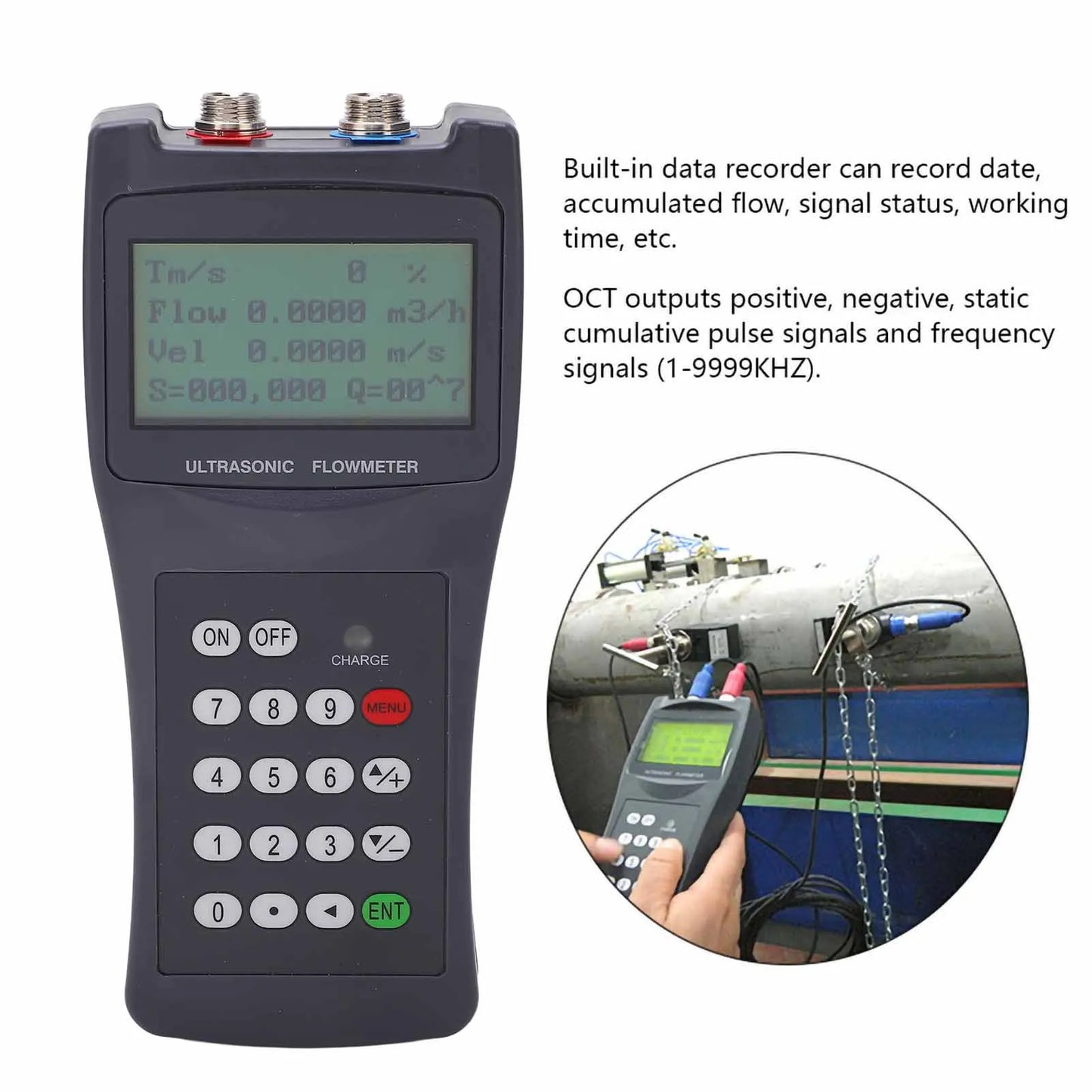 TDS-100H Handheld Digital Ultrasonic Flow Meter Tester Flowmeter US