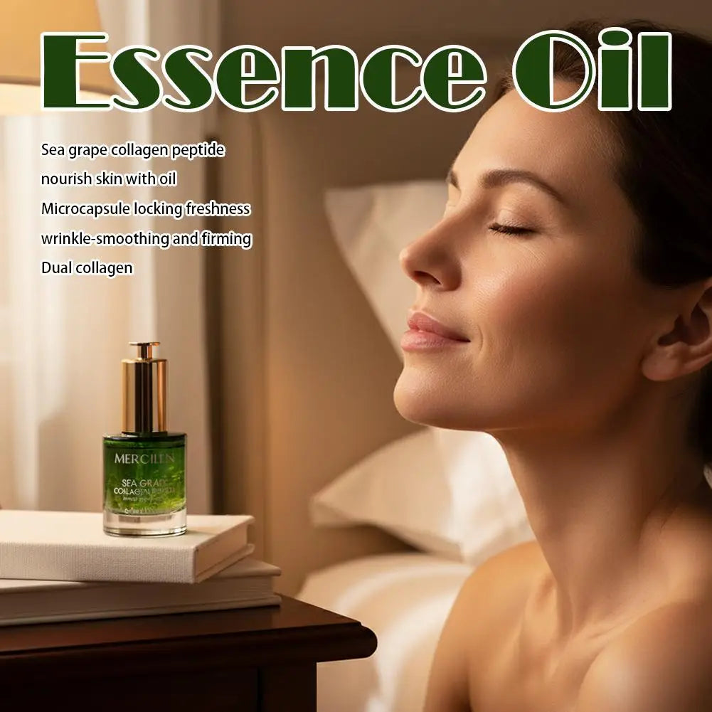Sea Grape Collagen Peptide Double Essence Oil Facial Care Tightening Moisturizing Brightening Face Serum Korean skin care Peaceful Pleasures Health and Wellness