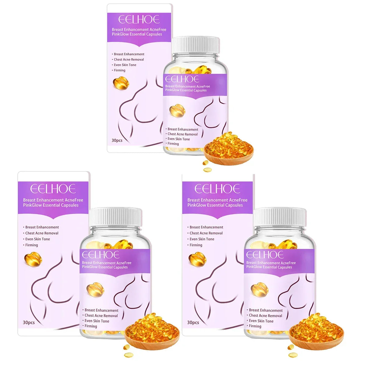 Breast Enhancement Oil Serum Breast Firming Tightening Massage 30PCS/Box Peaceful Pleasures Health and Wellness 3 Pieces