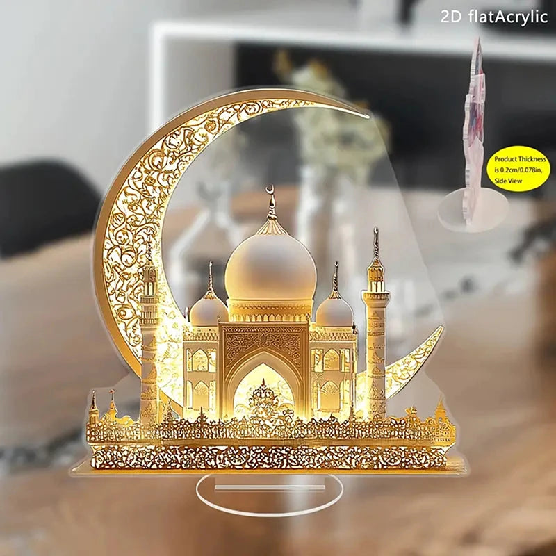 Acrylic Crescent Castle Decor | Ramadan & Eid Ornament Festive Tabletop Decor Peaceful Pleasures Health and Wellness