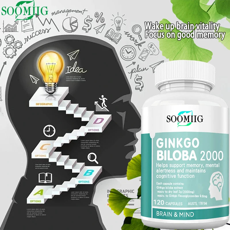2000mg Ginkgo Biloba Capsules | Memory, Focus & Brain Support