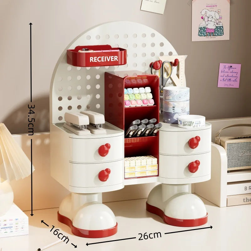 Multifunctional Desktop Organizer | Drawer, Pegboard & Compartments