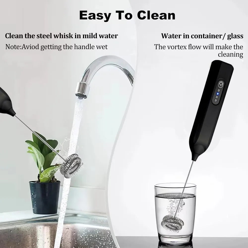 Mini Milk Frother USB Rechargeable Handheld Automatic Rotary Milk Foam Maker for Coffee Latte Cappuccino Maker Electric Blender Peaceful Pleasures Health and Wellness