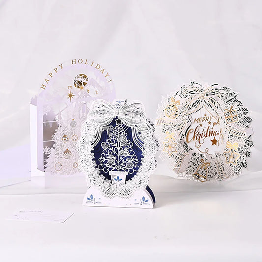 Christmas 3D Greeting Card Folding Decoration Blessing Gratitude Peaceful Pleasures Health and Wellness