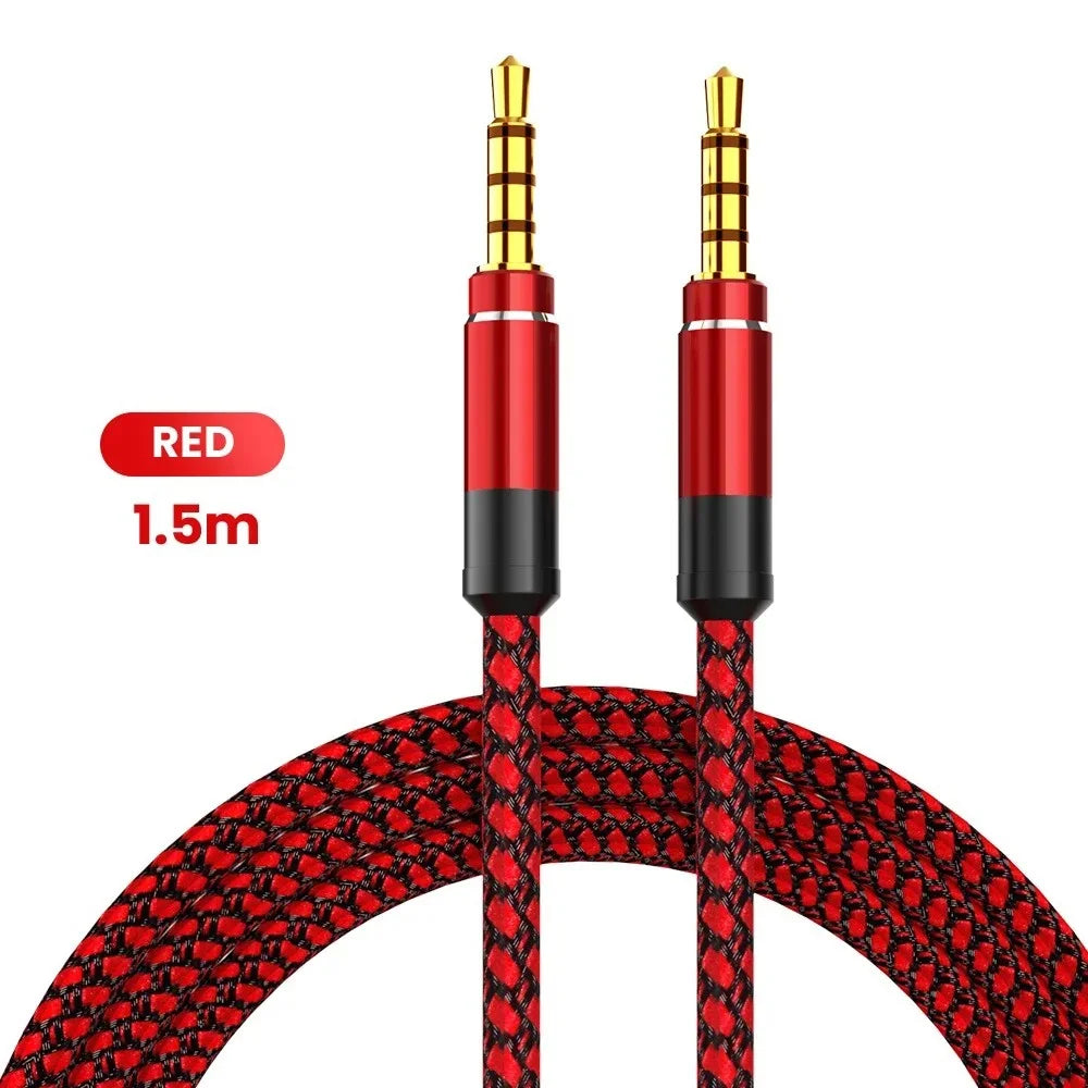 3.5mm Nylon Braided AUX Cable 4-Pole 1.5M | Car & Headphone