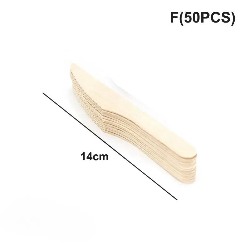 Disposable Wooden Cutlery Set 50/100pcs | Eco-Friendly Utensils Disposable Wooden Cutlery Peaceful Pleasures Health and Wellness 50PCS F