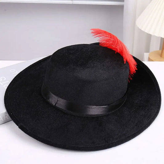Black Snowman Costume Hat with Simulated Feathers Artistic Felt Hat Sun Protection Retro Top Hat Role Play Costume Cosplay Peaceful Pleasures Health and Wellness