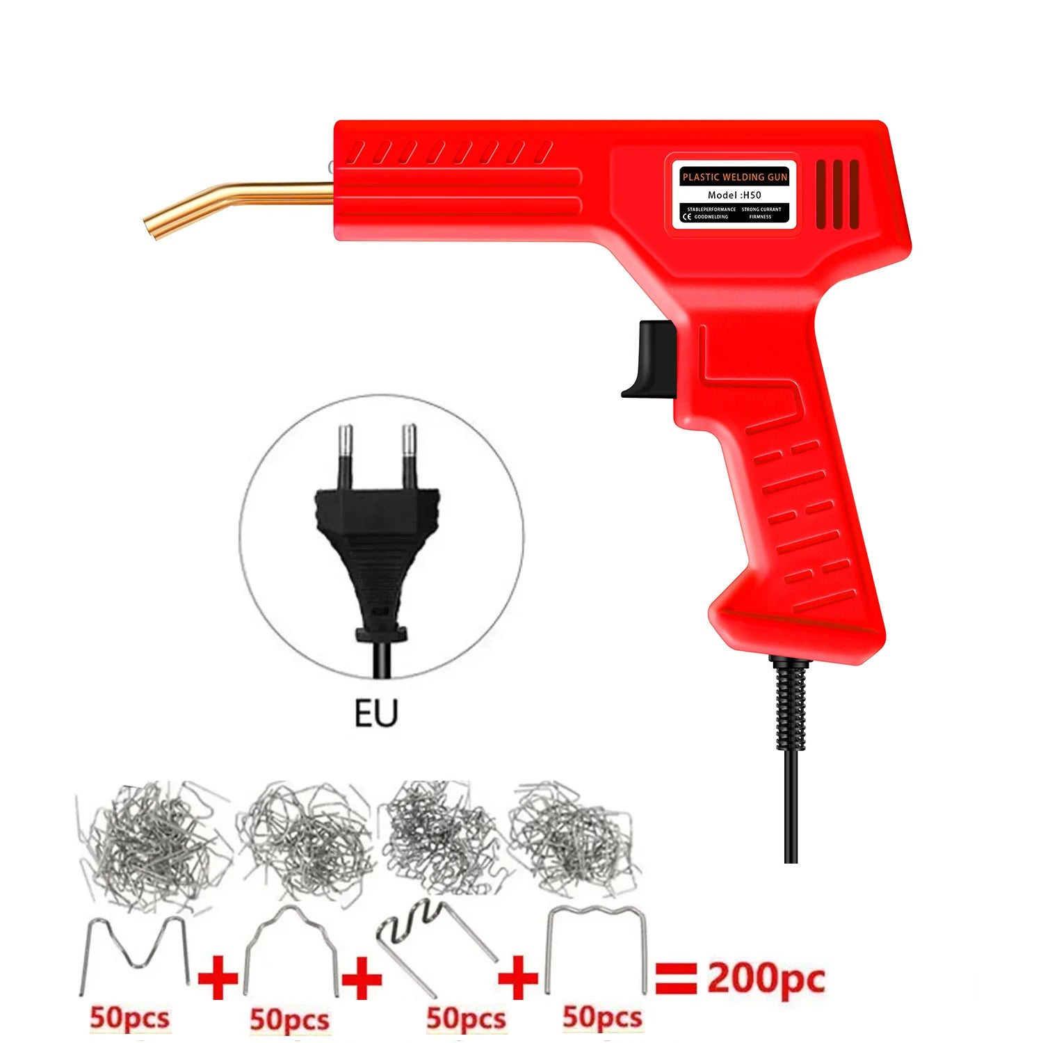 Car Bumper Repair Plastic Welder Hot Nail Gun with 4 Sizes Nails Kit for PVC ABS Plastic Welding Fix Peaceful Pleasures Health and Wellness EU with 200PCS