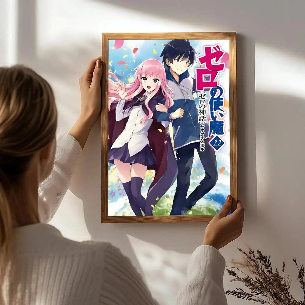 Anime T-The Familiar of Zero Poster HD Self Adhesive Waterproof Wall Art Ideal for Home Office Dorm Bedroom Great Gift Peaceful Pleasures Health and Wellness White3 15X20cmNoframe