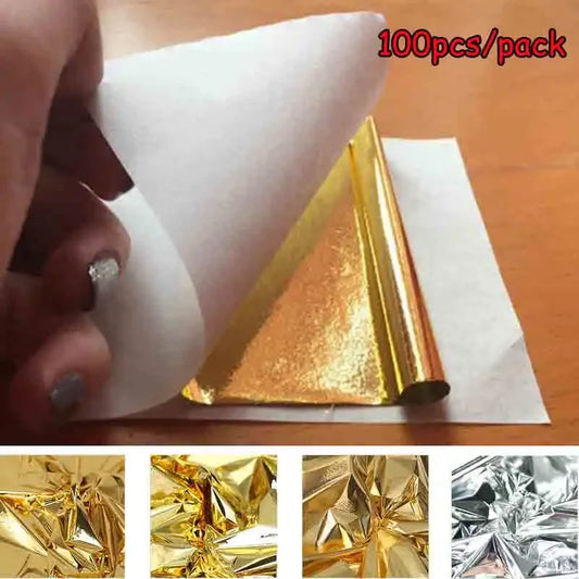 100/300 Sheets Imitation 24K Gold Foil Leaf for Crafts & Cake Decor Gold Foil Craft Sheets Peaceful Pleasures Health and Wellness