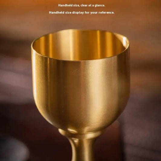 Household Mini Shot Glass Gold Brass Wine Glass Restaurant Goblet Tabletop Red Wine White Wine Trumpet Copper Craft Anti-rust Peaceful Pleasures Health and Wellness