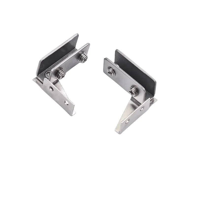 2Pcs Non-perforated Glass Door Hinge Display Cabinet Glass Cabinet Hinge Side Mounted Stainless Steel Furniture Hardware Hinge Peaceful Pleasures Health and Wellness SILVER