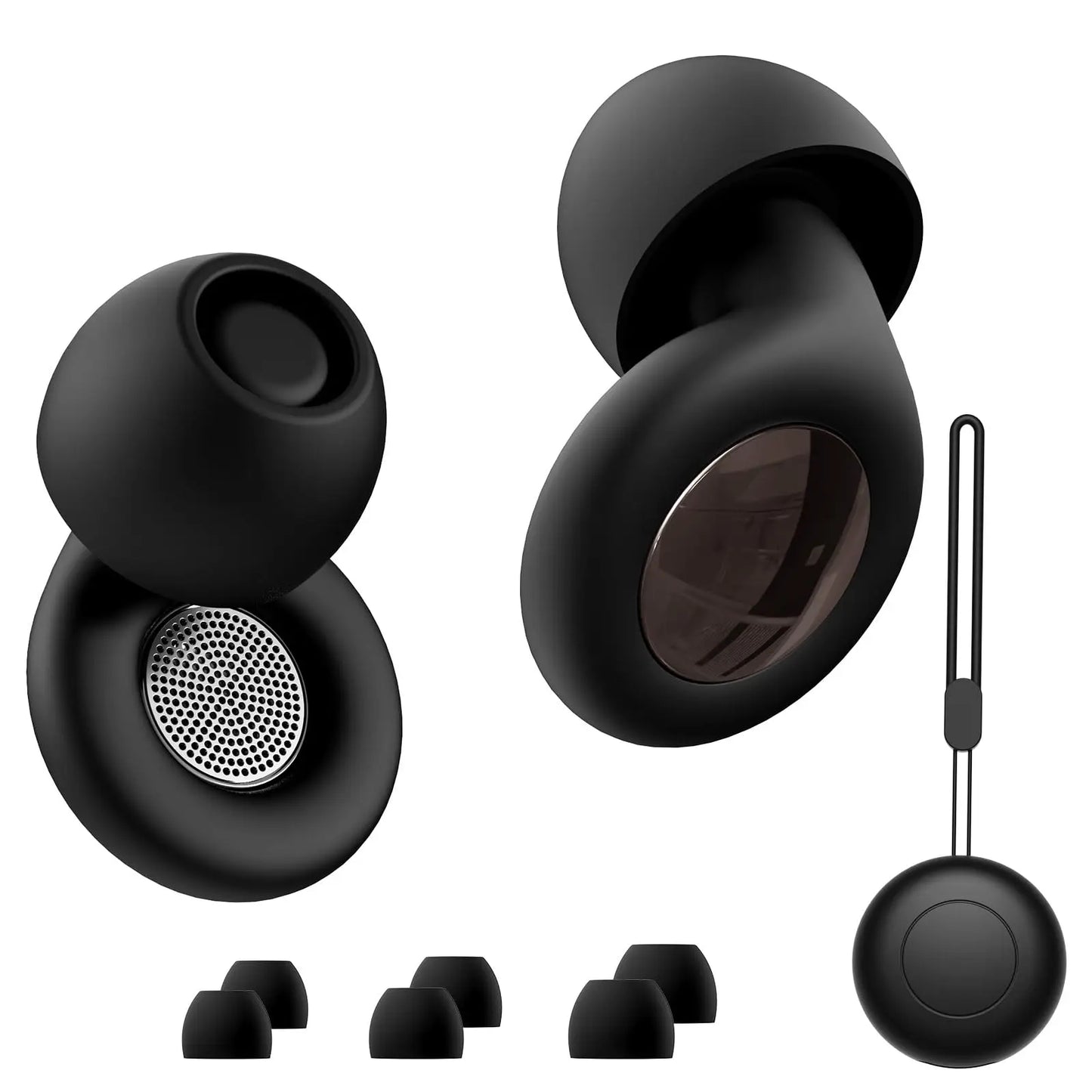 Noise Cancelling Ear Plugs For Sleeping 45db Silicone Reusable Ear Plugs With Case 8 Eartips Peaceful Pleasures Health and Wellness SKU-02-black