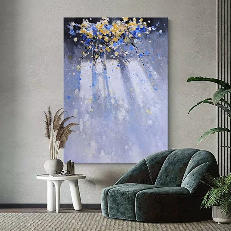 Unique Gift Beautiful Purple Flowers Picture Hand Painted Oil Painting On Canvas Wall Art Poster Mural For Living Room Entrance Peaceful Pleasures Health and Wellness
