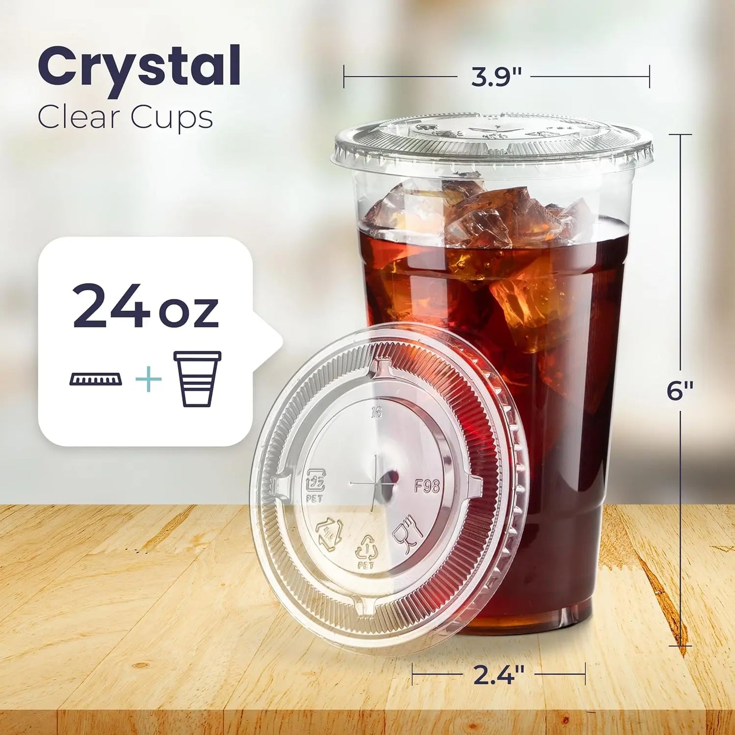 100Set 16/20/24 oz Plastic Iced Coffee Cups with Flat Lids and Straws Disposable Clear Cup BPA Free Cup for Party or Cofee Shop Peaceful Pleasures Health and Wellness