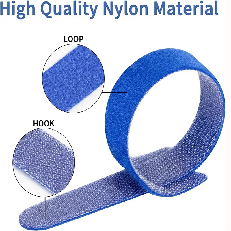 Self-Adhesive Hook & Loop Cable Straps 50pcs – Reusable Nylon