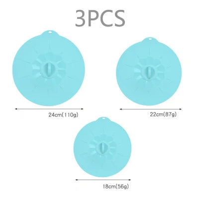 Reusable Silica Gel Spill Stopper Cover Universal Silicone Food Bowl Pot Lid Silicone Cover Pan Cooking Kitchen Accessories DC05 Peaceful Pleasures Health and Wellness 3PCS-BLUE