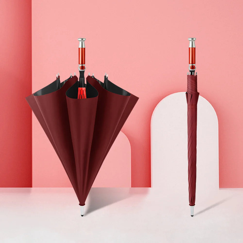 Straight Handle Automatic Umbrellas Double Layer Sun Protection Business Umbrellas Lightweight Long Handle Thickened Umbrellas Peaceful Pleasures Health and Wellness