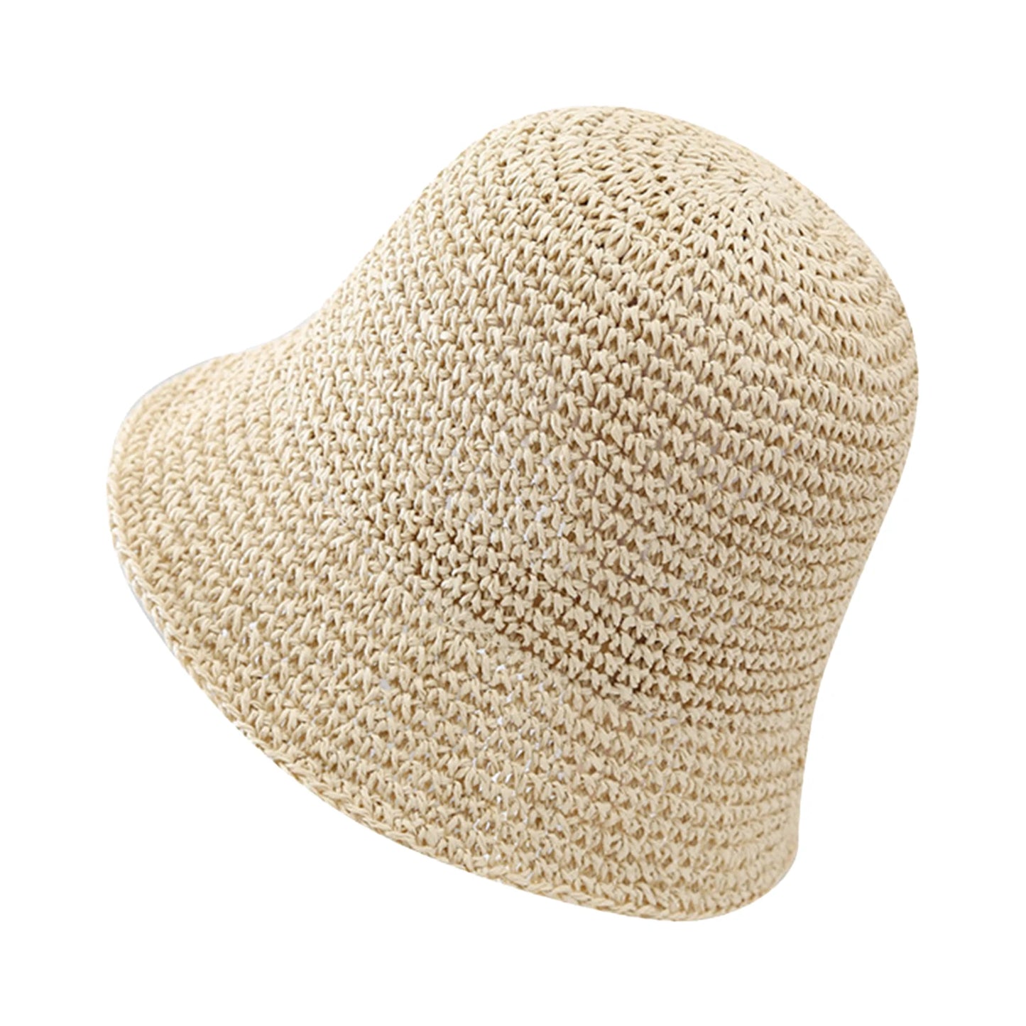 Women Wide Brim Straw Hat Anti-UV Sunshade Bucket Hat for Fishing Camping Traveling Peaceful Pleasures Health and Wellness One Size Beige