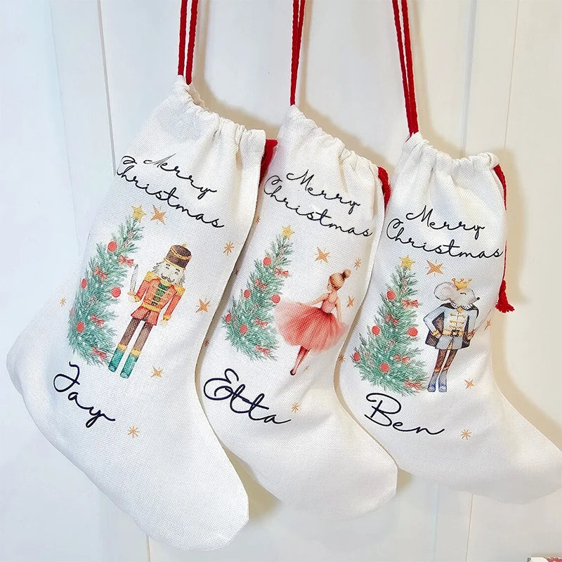 Personalised Christmas Gift Sack | Santa & Nutcracker Design
