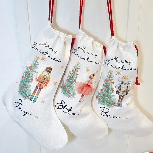 Personalised Christmas Gift Sack | Santa & Nutcracker Design Personalised Christmas Sack Peaceful Pleasures Health and Wellness