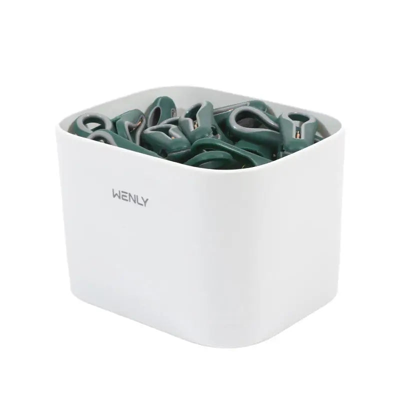 Non Marking Clothes Drying Clip Strong Fixing Sock Clips Storage Basket for Dormitory Home Use Windproof and Anti Slip Peaceful Pleasures Health and Wellness Green white 36pcs